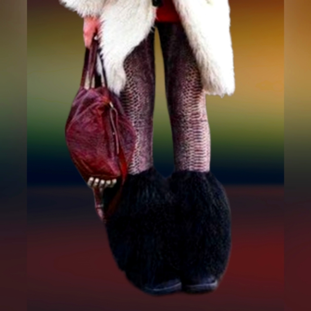 BLACK sz 6 Bearpaw Boetis Curly MONGOLIAN REAL FUR BOOTS 1294w Fluff Momma Wool